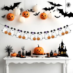 Halloween Boo Garland Banner 10Pcs Mouse Boo Banner, Glitter Spooky Ghost Banner for Mouse Theme Halloween Decoration