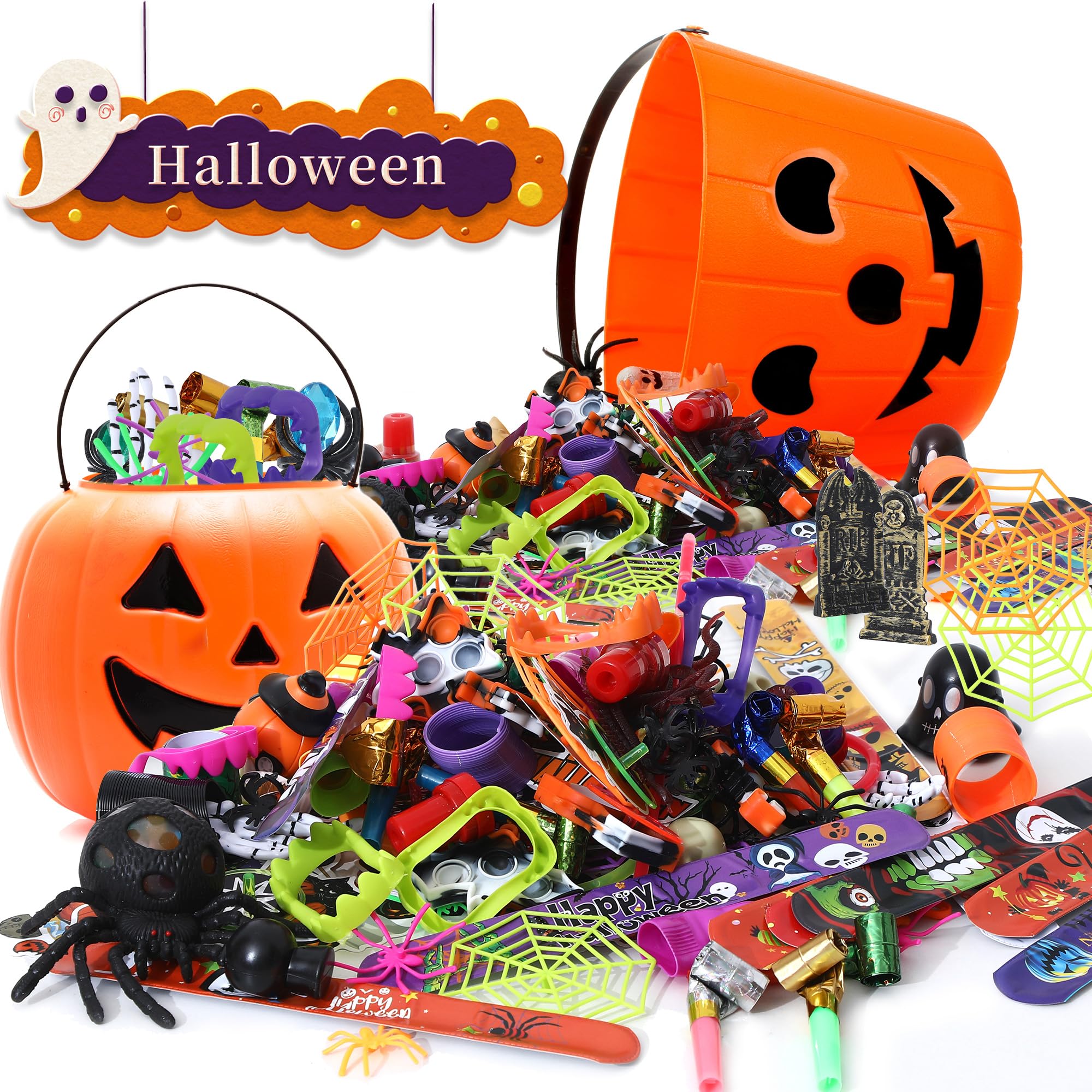 200PCS Halloween Party Favors - Bulk Assorted Toys for Kids, Non-Candy Goodie Bag Stuffers, Classroom Prizes, Halloween Gifts for Boys and Girls