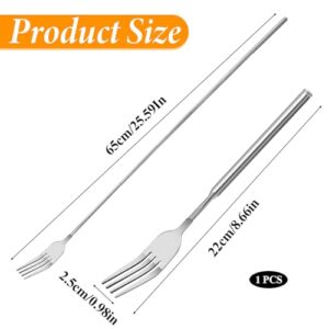 Giantree Telescopic Fork, 65cm Long Extendable Fork Stainless Steel Retractable Fork Extendable Dinner Fruit Dessert Fork 8.7~25.6inch