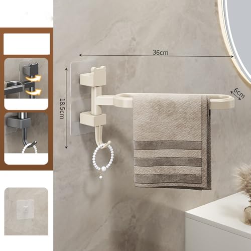 4-arm Swivel Towel Rails Fold Out Hardware l for Bathroom/Kitchen, Towel Hanger Wall Mounted Holder Rotatable Bath Towel Rod Arm Space Saver Rack Organizer (Four pole)