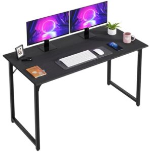 pikaqtop 47 inch computer desk gaming desk multi-function writing table student art modren simple style pc wood and metal desk workstation, black