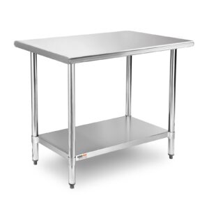 hzeemfg stainless steel work table for prep & work 24 x 30 inches, metal heavy duty commercial worktable with undershelf for restaurant, home, hotel, laundry and garage