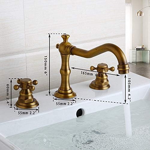 Bathroom Kitchen Basin Mixer Tap Sink Faucet 2 Handles 3Pcs Gold Bathroom Basin Faucet Bathtub Tap-Matte Black,Antique Brass