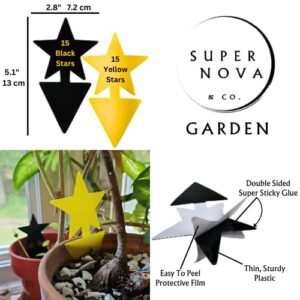 Super Nova & Co. 30pk Sticky Fruit Fly Traps Star-Shaped Indoor Plants Outdoor Garden Double-Sided Adhesive Flying Gnat Insect Pest Management Catcher Non Toxic Odorless Waterproof UV-Resistant 3x5”