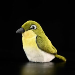 Realistic Bird Plush, Dark Green White-Eye Bird Stuffed Animal, Soft Hummingbird Stuffed Animals Plushie Pillows Home Decor 5.5''