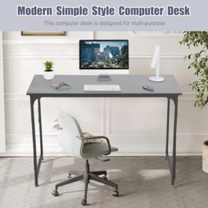 PIKAQTOP 47 inch Computer Desk Gaming Desk Multi-Function Writing Table Student Art Modren Simple Style PC Wood and Metal Desk Workstation, Black