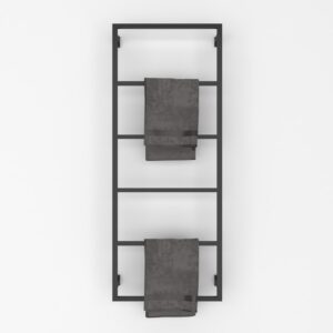 elegant wall mounted 6 tier towel holder, rust-resistant, space-saving towel rack for effortless drying, perfect for modern farmhouse bathroom, kitchen, or laundry room decor (44"(h) x 18"(w) x 3"(d))