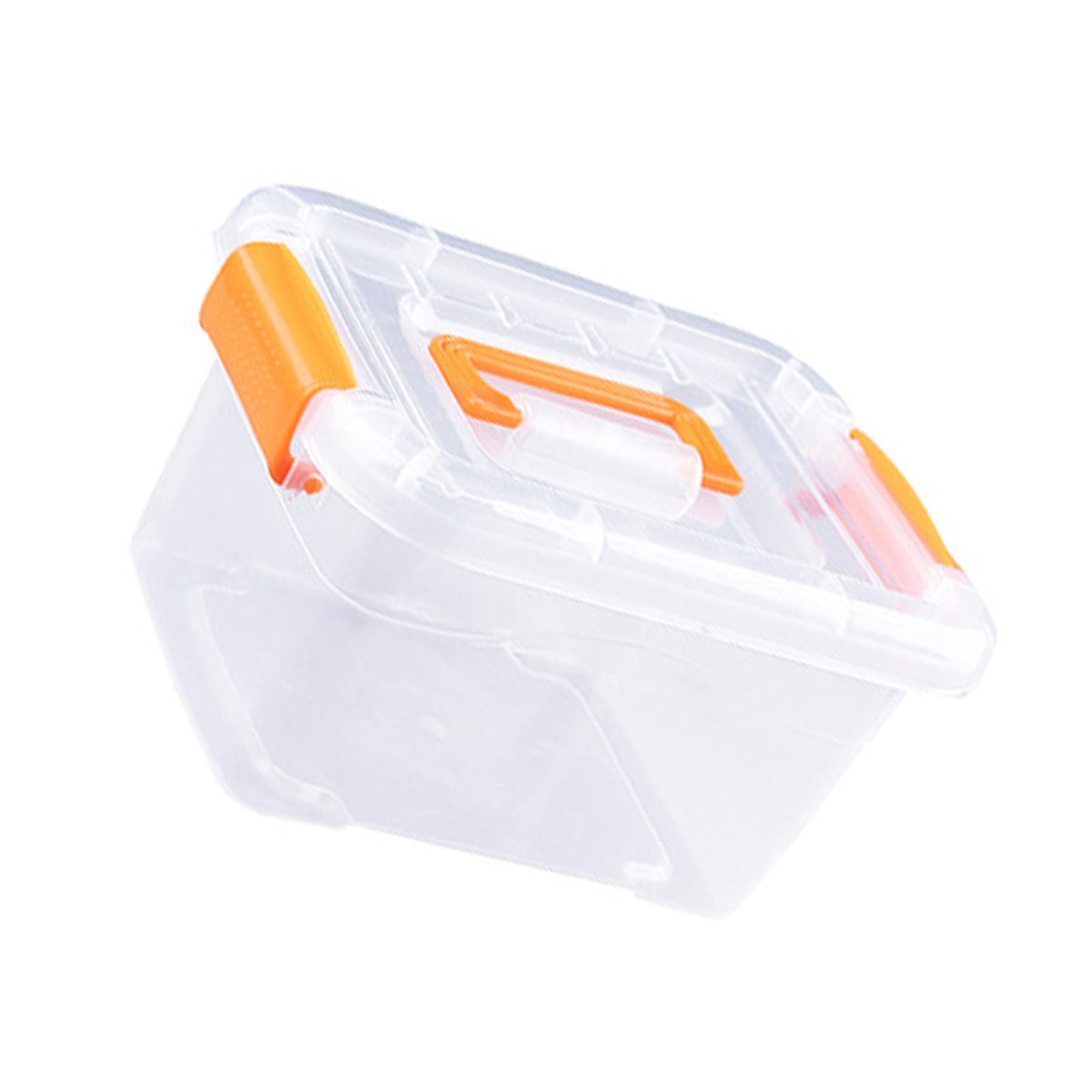 Lotpken Heavy Duty Plastic Storage Bin with Latching Buckles Clear Container Box with Portable Handle Ideal for Home and Office Use (S 20.5x7.5x3cm / 8.1x3.0x1.2in)