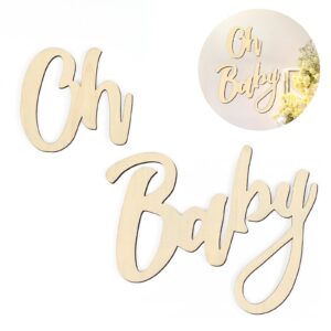 large 24" wooden "oh baby" sign - giant baby shower, gender reveal, baby's 1st birthday & nursery decor - oversized wood cutout for party decorations & photo backdrops