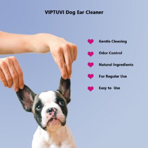 VIPTUVI Dog Ear Finger Wipes - Gentle Ear Cleaner for Dogs & Cats, Removes Wax & Controls Odor, 50 Count Natural Finger Wipes for Sensitive Ears