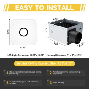 OFANKU 2-in-1 Bathroom Exhaust Fan with Light, 32W Vent Fan - 130 CFM & 1.5 Sones, 16W 1200lm LED Light - 3000K/4000K/5000K Adjustable, Easy to Install, Quiet Bathroom Fan for Home, Bath, Hotel, Etc.