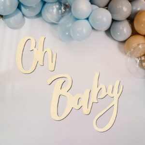 Large 24" Wooden "OH BABY" Sign - Giant Baby Shower, Gender Reveal, Baby's 1st Birthday & Nursery Decor - Oversized Wood Cutout for Party Decorations & Photo Backdrops