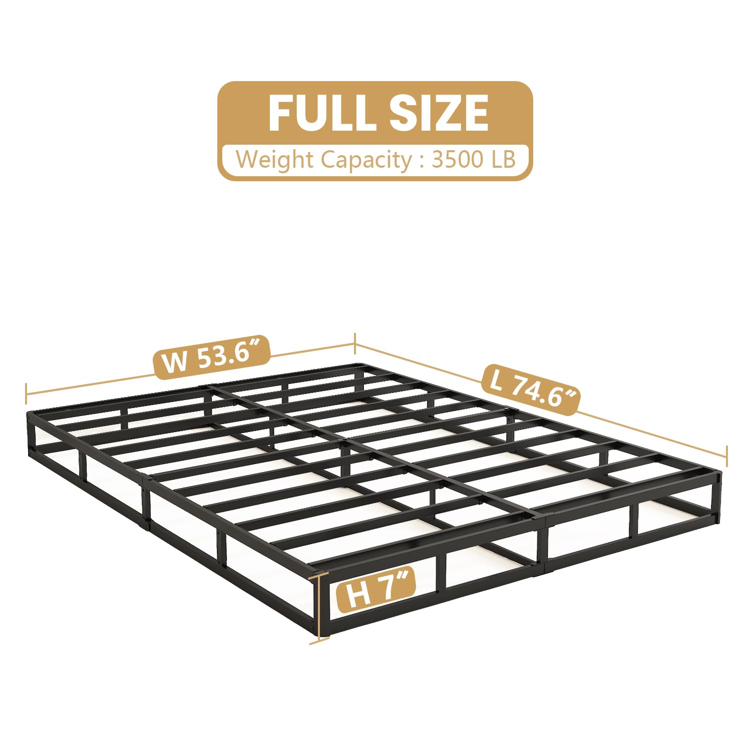 NHODIR Box Spring for Full Bed, 7 inch Full Box Spring Only, Strong Metal Frame Mattress Foundation, No Noise, Easy Assembly