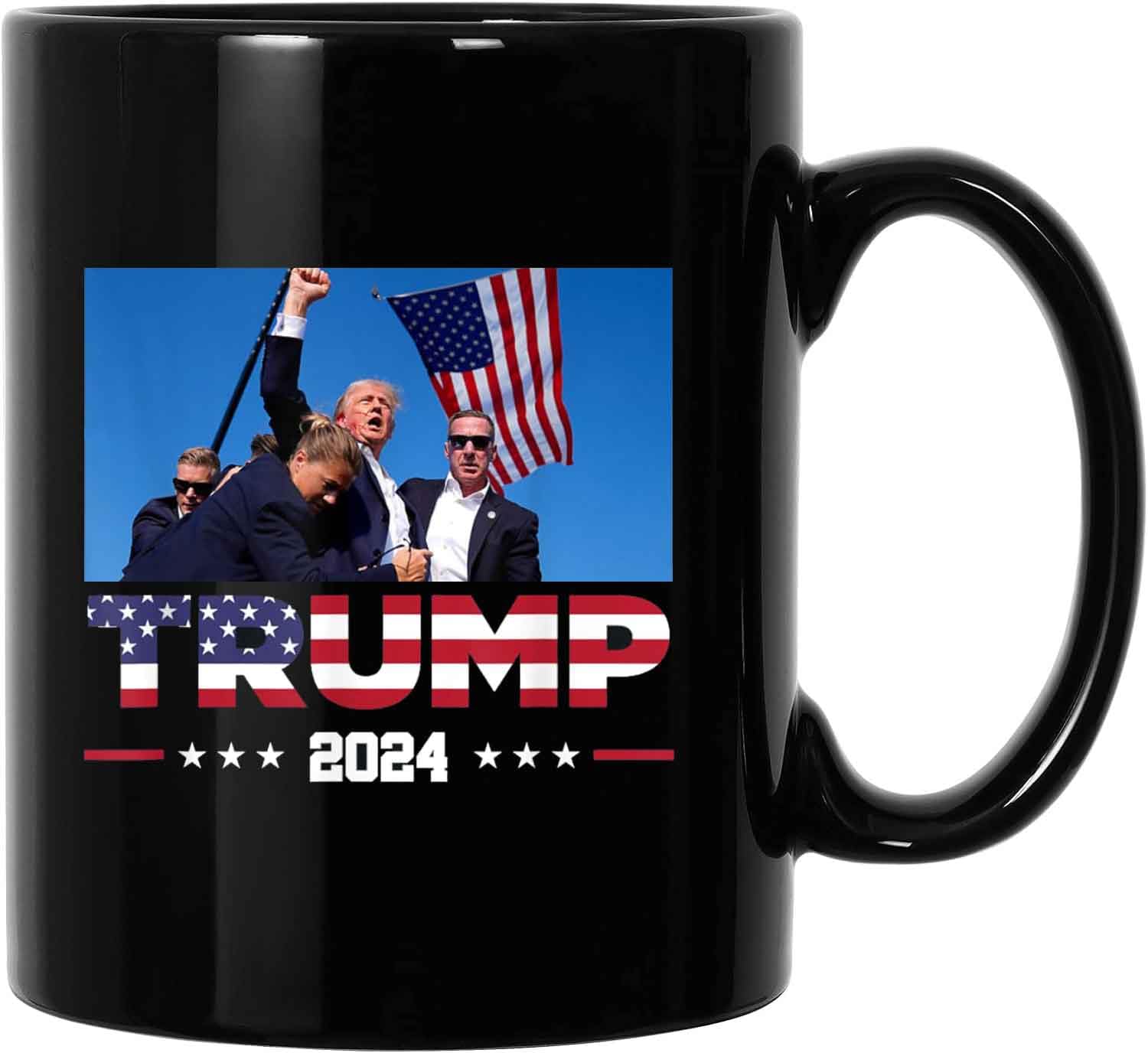 Limecute Trump Survived Shot Trump 2024 Ear Bullet-Proof PA Pennsylvania Rally Shot Shooting Survivor Fight Strong Fist Pump Mug Ceramic Cup Gift Coffee Cup Double-sided Design