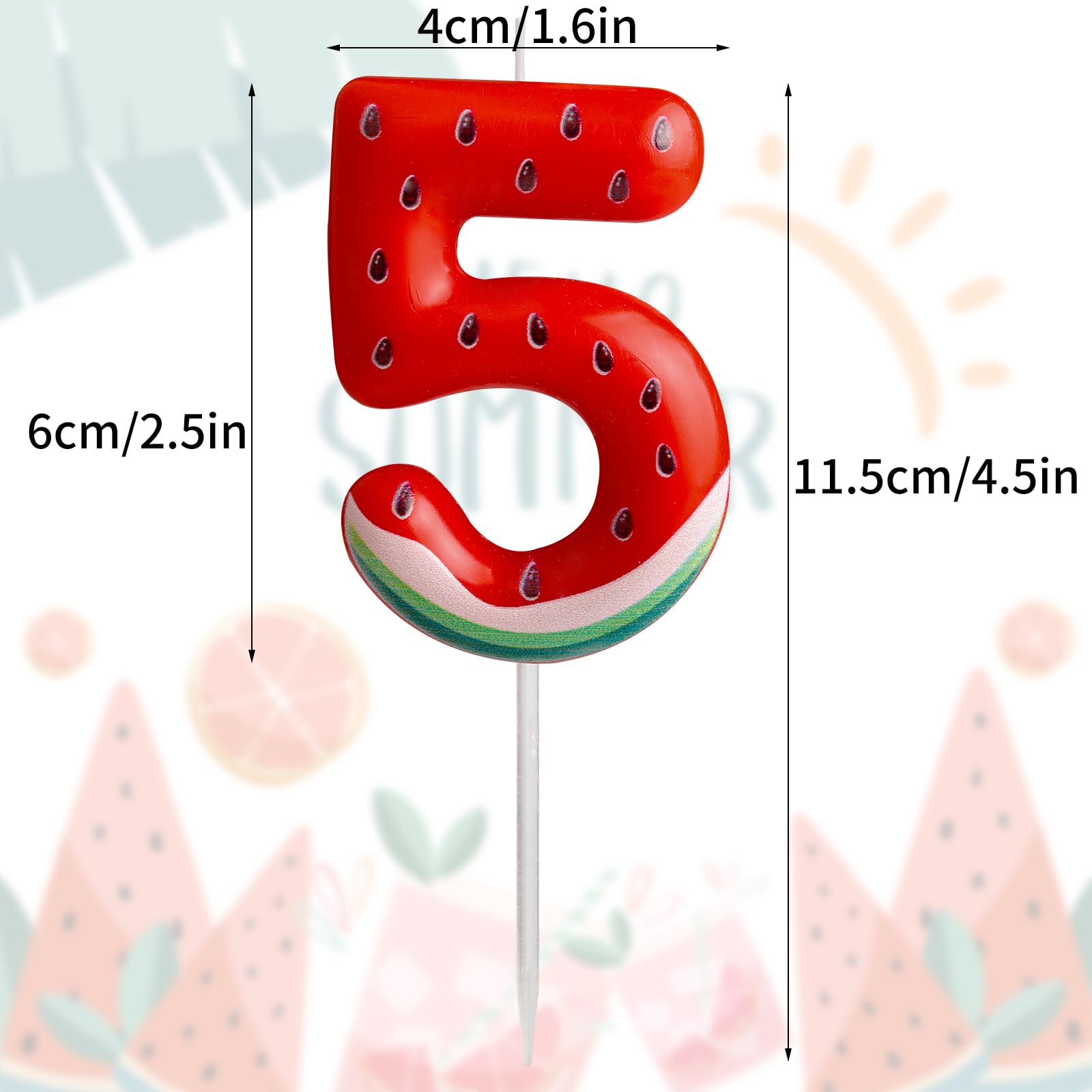 Cxryrzhe 2nd Birthday Candles Number 2 Red Watermelon Birthday Party Watermelon Theme for Baby Girl Boy Birthday Cake Topper Graduation Celebration Anniversary Wedding Dessert Fruit Party Decorations