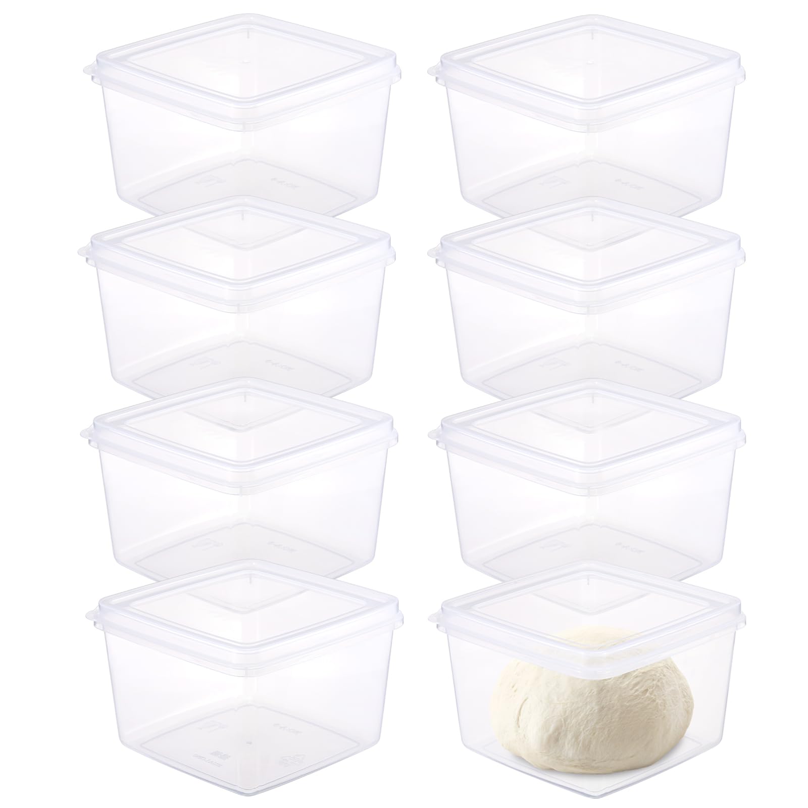 BSTKEY 8 Pack Pizza Dough Proofing Box with Sealing Lid, Stackable Pizza Dough Container Fits 12-16 Inch Pizza, Household Pizza Dough Ball Storage Box(1800ml)