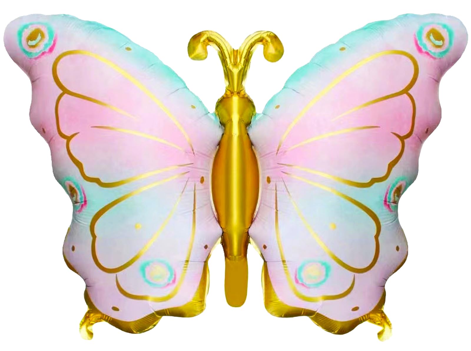 2Pcs Big Butterfly Balloons Pastel Pink Butterfly Foil Mylar Balloon,Colorful Butterfly Themed Baby Shower Girl Birthday Party,Wedding Summer Party Decorations Supplies(Light Pink Gradient Gold)