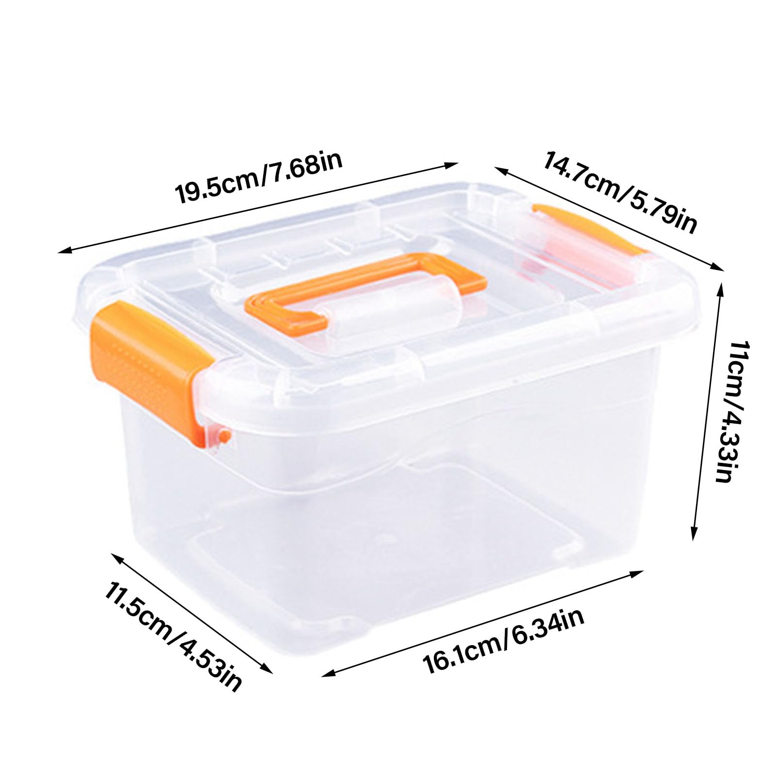 Lotpken Heavy Duty Plastic Storage Bin with Latching Buckles Clear Container Box with Portable Handle Ideal for Home and Office Use (S 20.5x7.5x3cm / 8.1x3.0x1.2in)