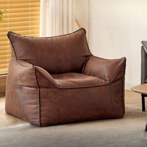 Experience Ultimate Comfort with The Leather Lazy Sofa - Luxury Lounge Chair for Relaxation At Home! (Oil wax leather retro brown [single seat sofa])