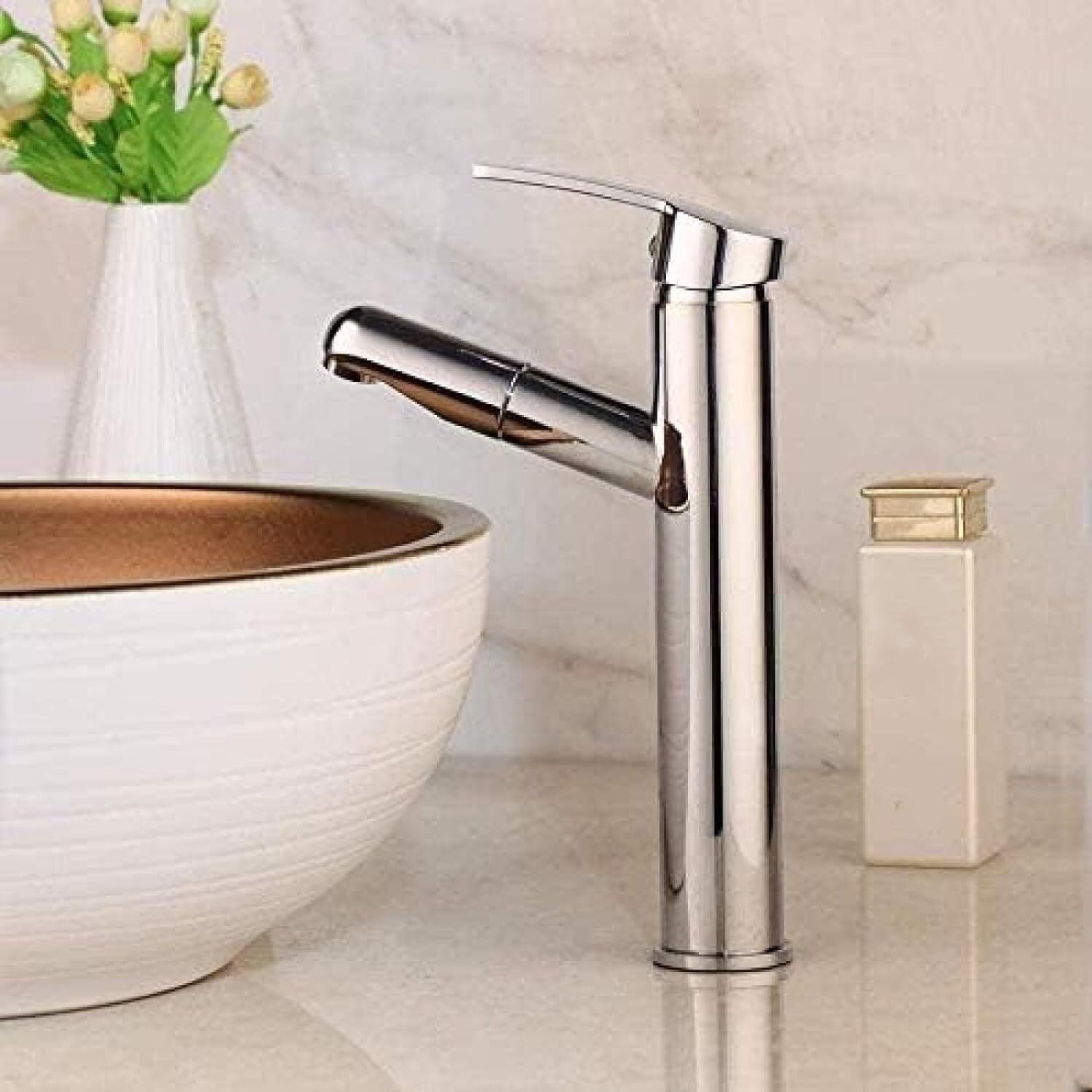 QFZFQOLSS Faucet Bath Basin Faucet Pull Out Mixer Chrome Faucet Sink Mixer Tap Vanity Hot Cold Water Bathroom Faucets,Kitchen faucets