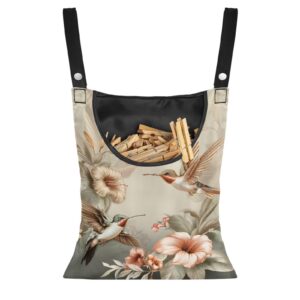 bivxisrvo hummingbird laundry clothespin bag clothes pins, polyester clothes pin hanging bag for hanging and effortlessly sliding on the clothesline for clothesline outdoor outside wardrobe