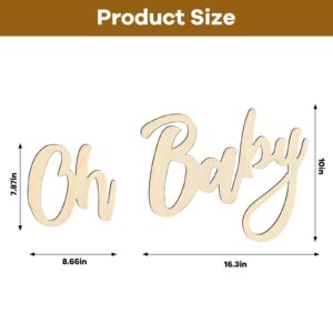 Large 24" Wooden "OH BABY" Sign - Giant Baby Shower, Gender Reveal, Baby's 1st Birthday & Nursery Decor - Oversized Wood Cutout for Party Decorations & Photo Backdrops