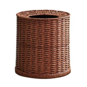 generic round wicker waste paper bin and basket with removable plastic liner, drop-in oval wicker waste basket, round organizer holder for bathroom, kitchen, bedroom, home, office (size : 12l)(8l)