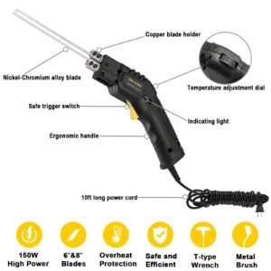 Hot Knife Foam Cutter with 10ft Long Cable, 150W Electric Styrofoam Cutter Tool Kit with 2 Blades for Cutting EPP, EPS, XPS, EVA, EPE, PU, KT Board, Sponge, Nylon