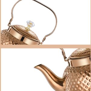 1.3 Quart (1.2 L) Tea Kettle with Tea Leakage, Thick Food Grade Stainless Steel Teakettle is Best for Boiling Water, Brewing Tea, and Making Coffee (Rose Gold)