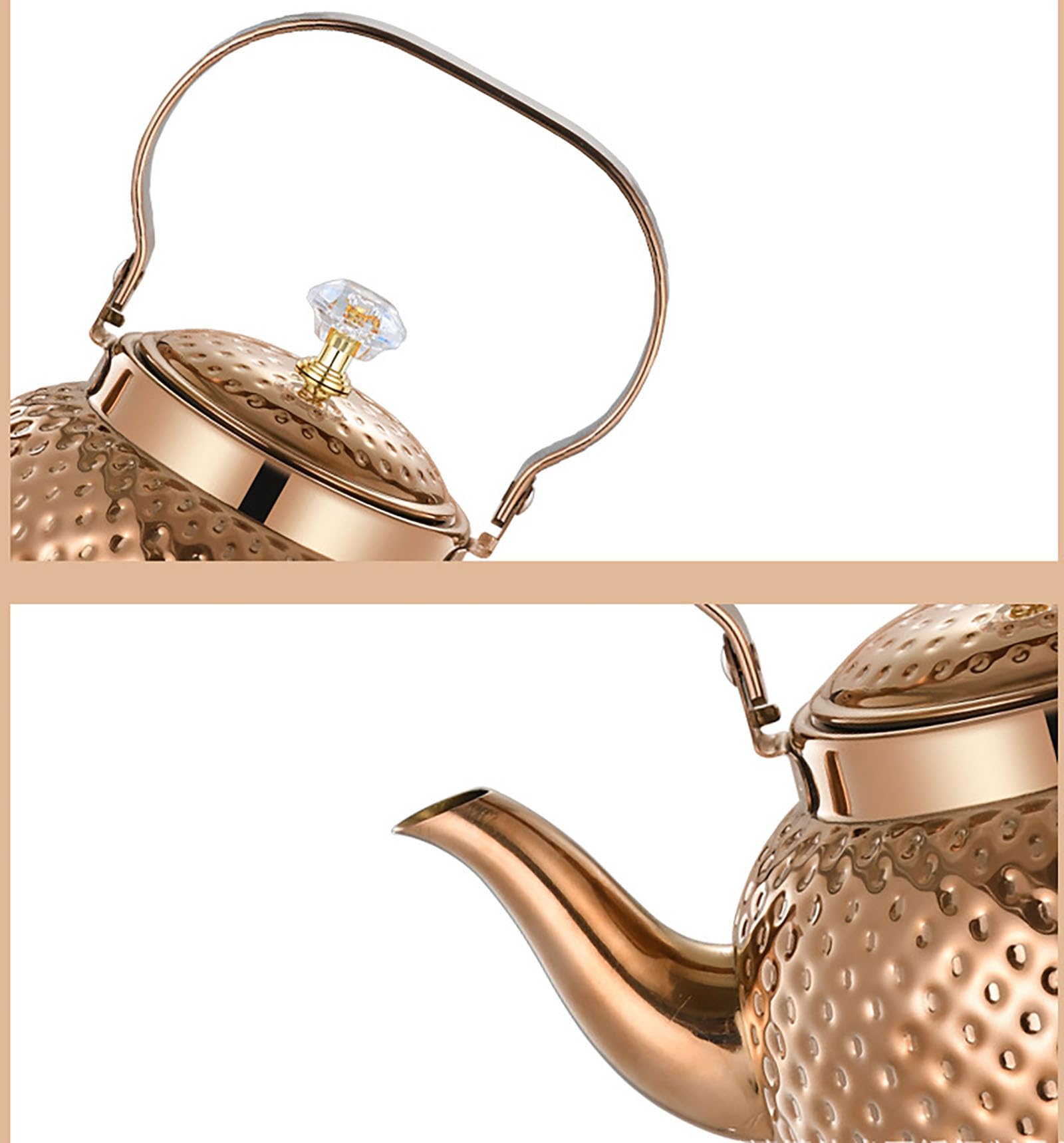 1.3 Quart (1.2 L) Tea Kettle with Tea Leakage, Thick Food Grade Stainless Steel Teakettle is Best for Boiling Water, Brewing Tea, and Making Coffee (Rose Gold)