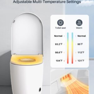 Bazyths Smart Toilet with Bidet Auto Open/Close Foot Touch Flush Dryer Heated Seat Dual Flushes Elongated One-Piece Design (ZYR1)