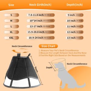 Soft Dog Cone Collar for After Surgery-Breathable Pet Recovery Collar,Adjustable Elizabethan Collar for Wound Care,Suitable for Large,Medium,and Small Dogs and Cats (Black, XL (Neck:15.9-20.8in))