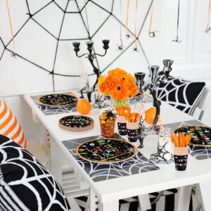 Jremreo 175 Pcs Halloween Tableware Party Supplies Set - Serves 25, Spooky Happy Halloween Disposable Dinnerware, Includes Plates, Cups, Napkins, Forks, Spoons, Knives for Trick or Treat Favors