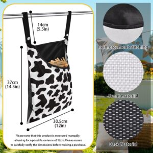 Bivxisrvo Cow Print Clothespin Bag with Hanging Hook Abrasion Resistant Clothes Pin Bag for Outside Clothespin Bag for Clothesline Outdoor for Hanging and Effortlessly Sliding on The Clothesline