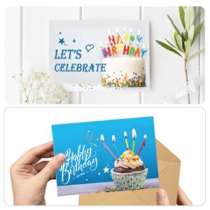 100 Happy Birthday Cards with Envelopes, 20 Unique Designs, Birthday Cards Bulk with Short Generic Message Inside, 4x6 inches, Assorted Birthday Cards Assortment for Business, Office and Personal