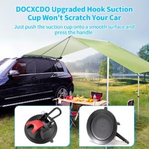 DOCXCDO Upgraded Camping Suction Cup Hooks for Car Camping Essentials, 4 PCS Heavy Duty Suction Cup Hooks,Strong Suction Cups for Camping Accessories, Car Awnings, Tents, RV,Windows, and Glass