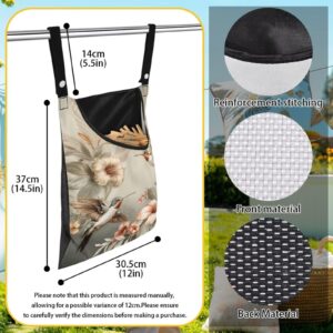 Bivxisrvo Hummingbird Laundry Clothespin Bag Clothes Pins, Polyester Clothes Pin Hanging Bag for Hanging and Effortlessly Sliding on The Clothesline for Clothesline Outdoor Outside Wardrobe