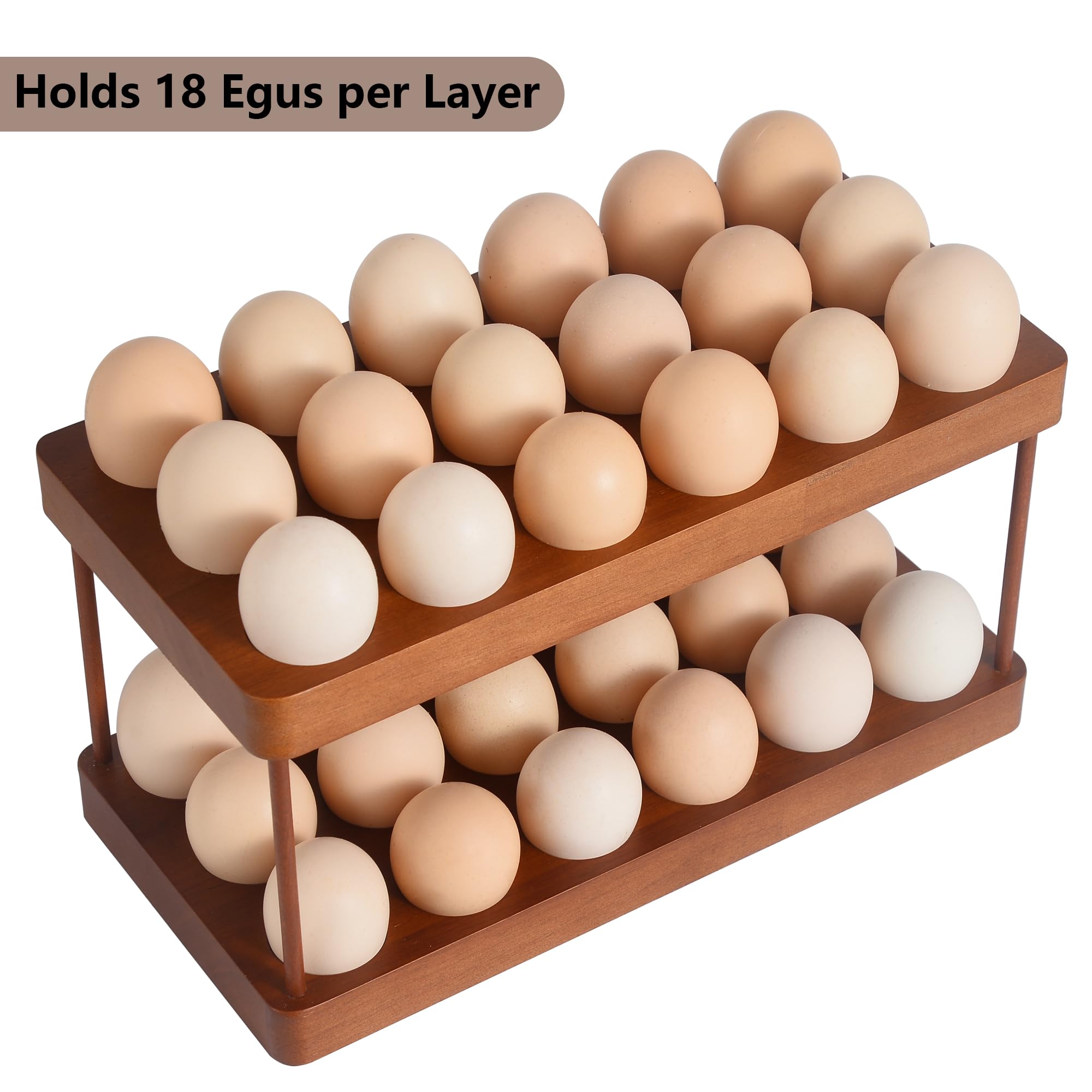 Wooden chicken egg holder for 24 Fresh Eggs, 2-Tier fresh egg holder countertop，egg basket countertop，egg holder for counter，，counter top egg holder for fresh eggs.