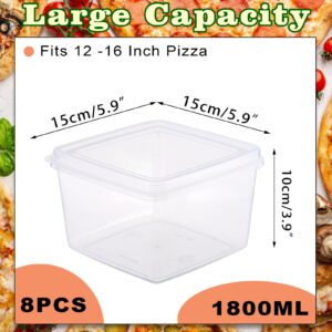 BSTKEY 8 Pack Pizza Dough Proofing Box with Sealing Lid, Stackable Pizza Dough Container Fits 12-16 Inch Pizza, Household Pizza Dough Ball Storage Box(1800ml)