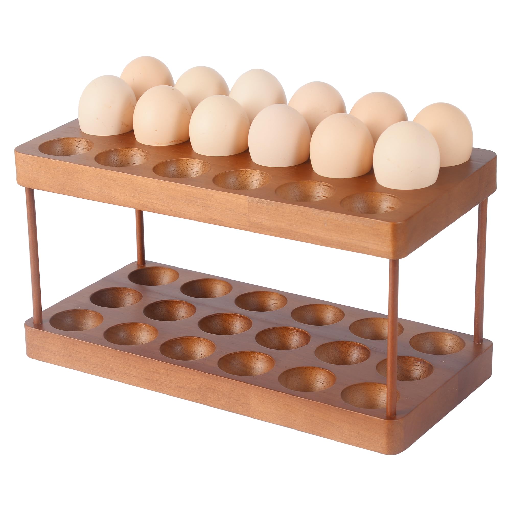 Wooden chicken egg holder for 24 Fresh Eggs, 2-Tier fresh egg holder countertop，egg basket countertop，egg holder for counter，，counter top egg holder for fresh eggs.