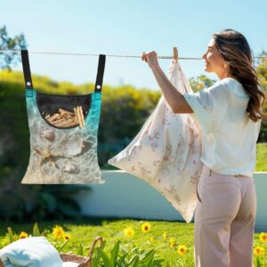 Bivxisrvo Shell Clothespin Bag with Hanging Hook Clothes Pin Bag for Outside Laundry Clothespin Bag for Clothesline Outdoor Outside Wardrobe and Laundry Room