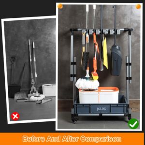 JGLDG Freestanding Mobile Cleaning Tool Storage Rack, Mop and Broom Holder (M2)