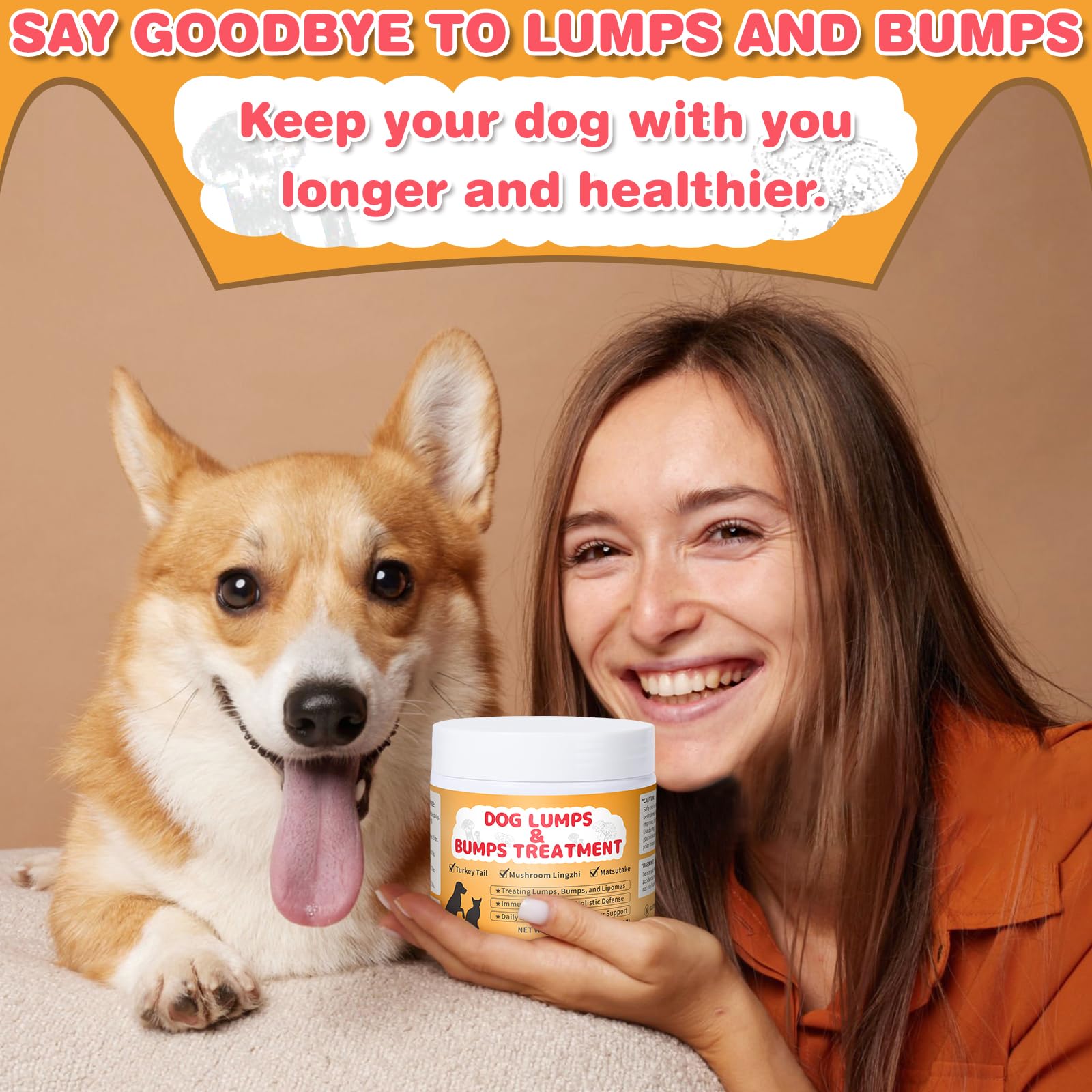 Dog Lumps & Bumps Supplement – Turkey Tail Mushroom Powder for Dogs Lipomas, Immune Support & Energy Boost, 3.52 oz