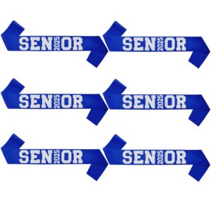 6pcs blue senior 2025 satin sashes with silver glitter letters- 2025 graduation celebrations sashes - senior cheer sash - cheerleader sash - class competition sashes