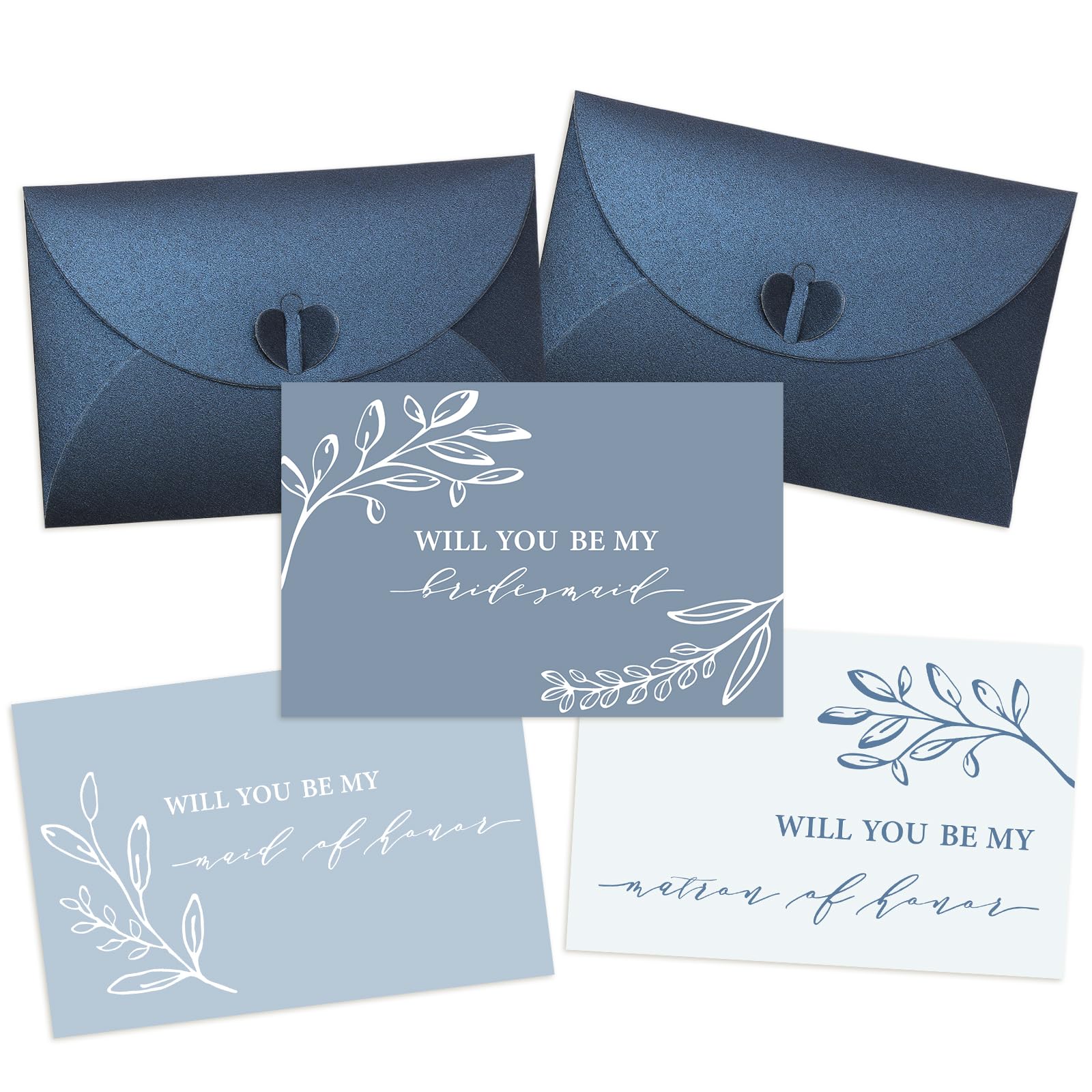 JarThenaAMCS Bridesmaid Proposal Cards 8Pcs Will You Be My Bridesmaid 4 x 6 In Watercolor Blue Floral Cards with Envelopes Matron of Honor Invitation Cards for Bridal Shower Wedding