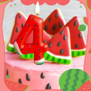 Cxryrzhe 2nd Birthday Candles Number 2 Red Watermelon Birthday Party Watermelon Theme for Baby Girl Boy Birthday Cake Topper Graduation Celebration Anniversary Wedding Dessert Fruit Party Decorations