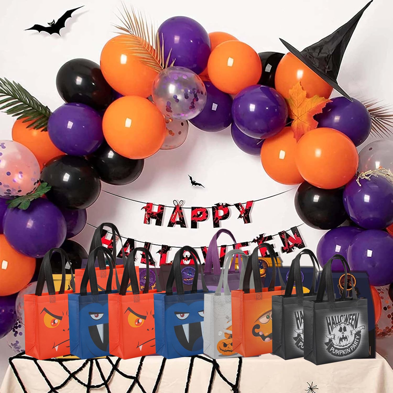 YHCHLHFF 18 Pcs Trick or Treat Bags Halloween Goodie Bags Reusable Non Woven Bags With Handles Halloween Candy bags Party Supplies