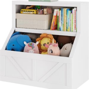 GAOMON Kids Bookshelf, Wooden Toy Storage Organizer with Cubby, Toddler Bookcases Fit for Playroom, Children's Room, Bedroom, Nursery School