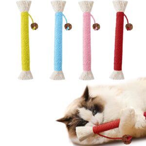 catsfalo catnip toys, 7.78inch catnip toys chew rope, sisal rope cat toys for teeth cleaning, indoor interactive cat teasing toy, soothing rope cat toys for kitten, 4 packs