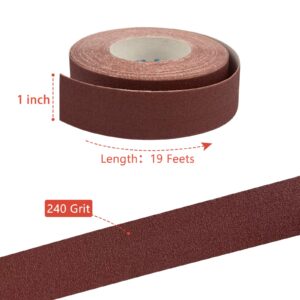 240 Grit Emery Cloth Sandpaper Roll, 1" x 19 Feet Sandpaper Sheets for Wood Furniture Metal Sanding Automotive Polishing, Wet Dry Sanding Paper